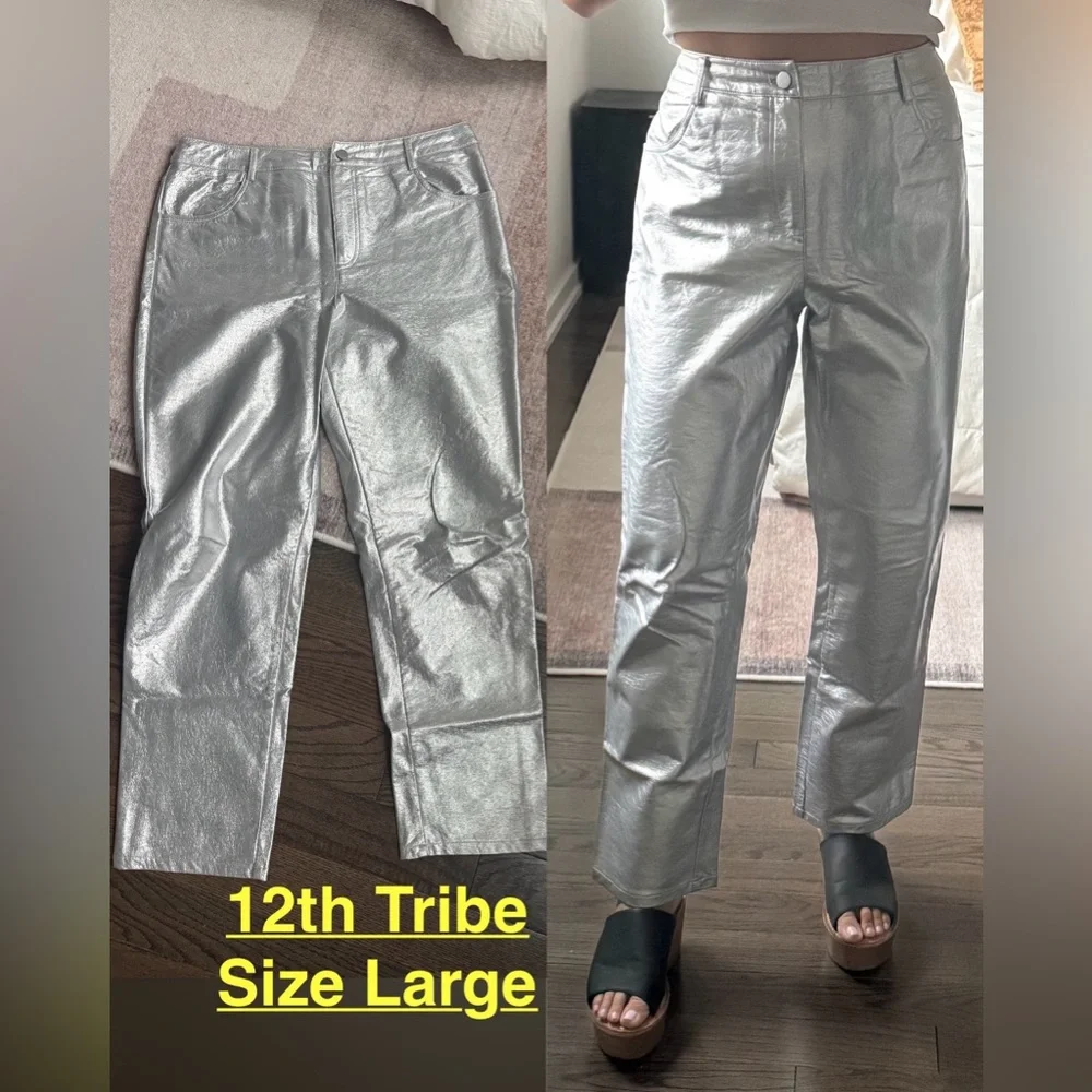 12th Tribe Silver Leather Pants - Picture 5 of 5